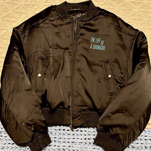 Taylor Swift Showgirl Graphic Black Bomber Jacket - Picture 2 of 3